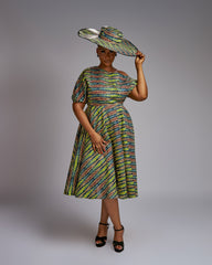Women's Ankara Off-Shoulder Midi Dress