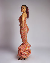 Strapless Ruffle Hem Ankara Mermaid Dress
