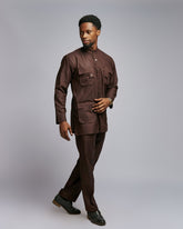 Men’s Classic Senator Suit – Deep Mocha Elegance