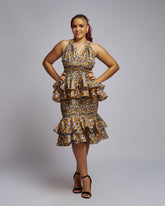 African Print Halter Top and Skirt Double Layer Set