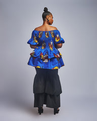 Double Bell African Print Peplum Top
