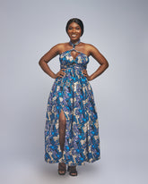 Blue Sea Modern African Print Maxi Dress