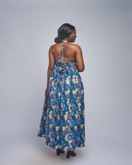 Blue Sea Modern African Print Maxi Dress