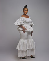 White Double Flare Pants Set