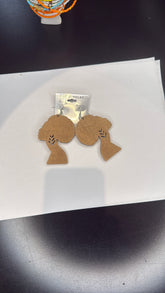 Afro Queen Wooden Earrings - African Silhouette Dangle Earrings