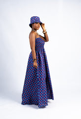 Geometric Print Strapless Maxi Dress