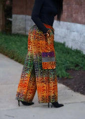 Women's Cargo Artistic Structure Batik Pants