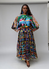Luxury Wax Print Mesh Skirt