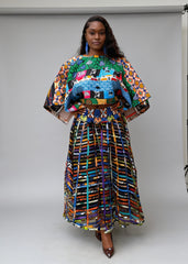 Luxury Wax Print Mesh Skirt