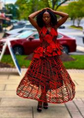 Luxury Wax Print Mesh Skirt