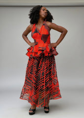 Luxury Wax Print Mesh Skirt