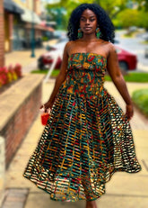 Luxury Wax Print Mesh Skirt