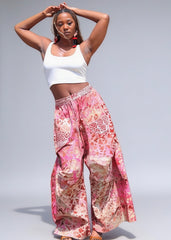 Women's Wide Leg Artistic Structure Batik Pants