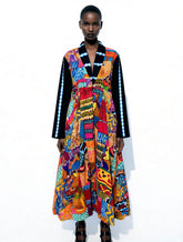 Ankara Patched Long Jacket Dress