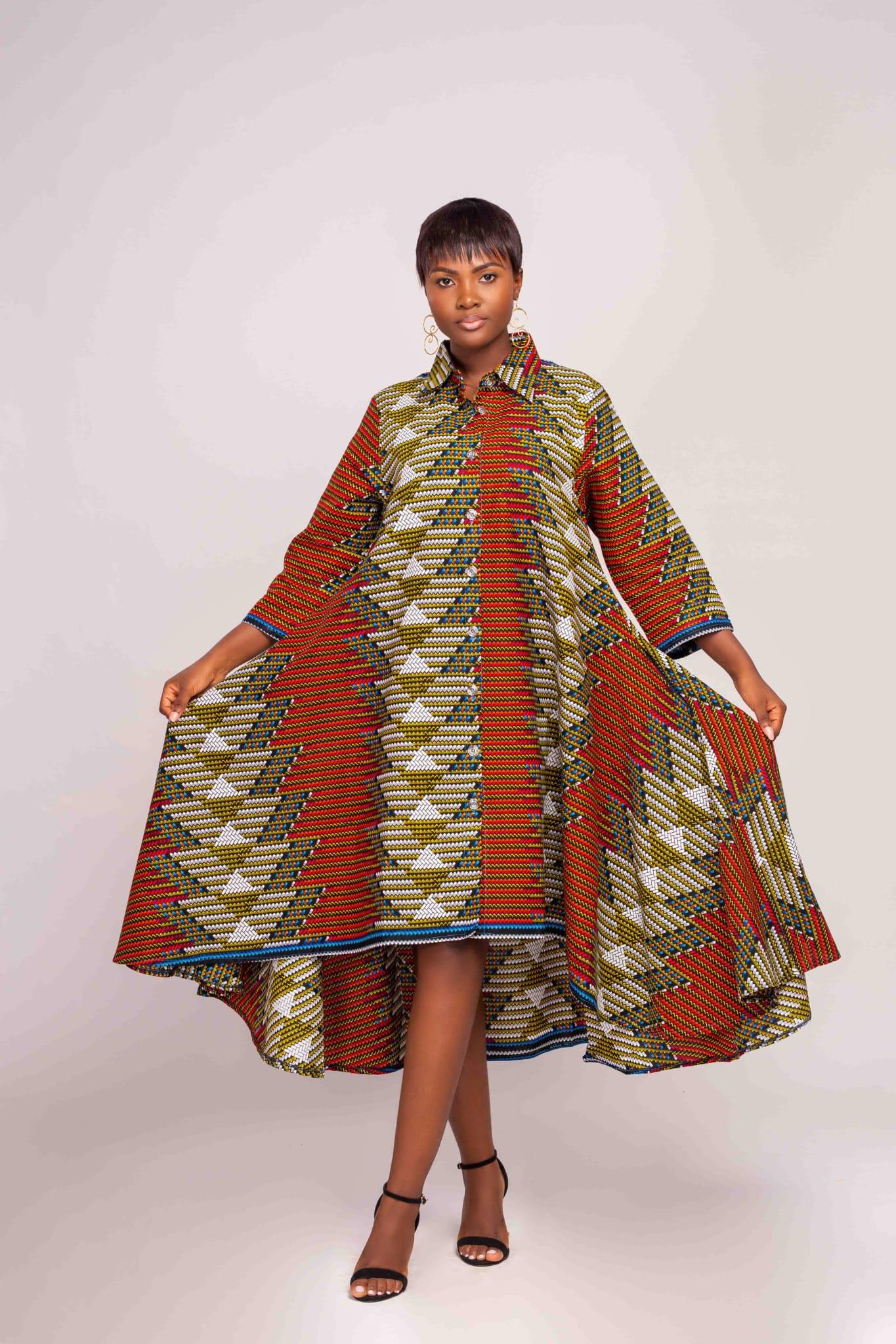Ankara Women's Shirt High Low dress - YvonneEx