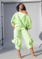 Women's Linen Dropped Shoulder Pants Set