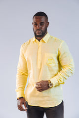 Linen Men's Long Sleeve Shirt (Slim Fit)