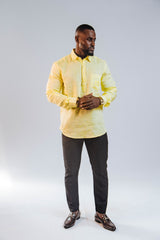 Linen Men's Long Sleeve Shirt (Slim Fit)