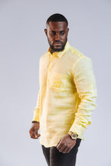 Linen Men's Long Sleeve Shirt (Slim Fit)