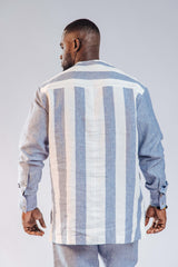 Men's Stripped Linen Suit Set (Long Sleeved)