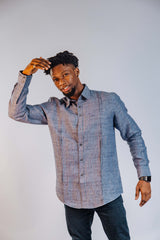 Linen Men's Long Sleeve Shirt (Slim Fit)