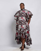 Ankara Women's High-Lowdress with Chinese Neck