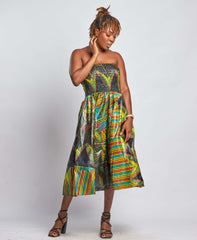 Ankara Women's Elastic Sleeveless dress (Short)