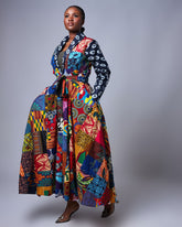 Ankara Patched Long Jacket Dress