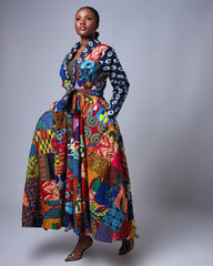 Ankara Patched Long Jacket Dress