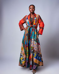 Ankara Patched Long Jacket Dress