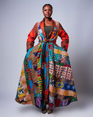 Ankara Patched Long Jacket Dress