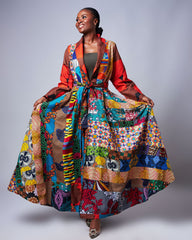 Ankara Patched Long Jacket Dress