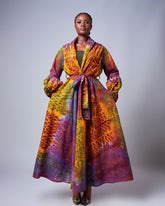 Batik Patched Long Jacket Dress