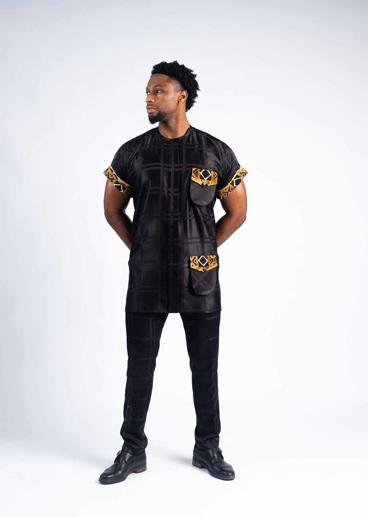 Men’s Mud-Cloth Patch Suit Set