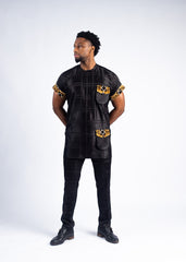 Men’s Mud-Cloth Patch Suit Set