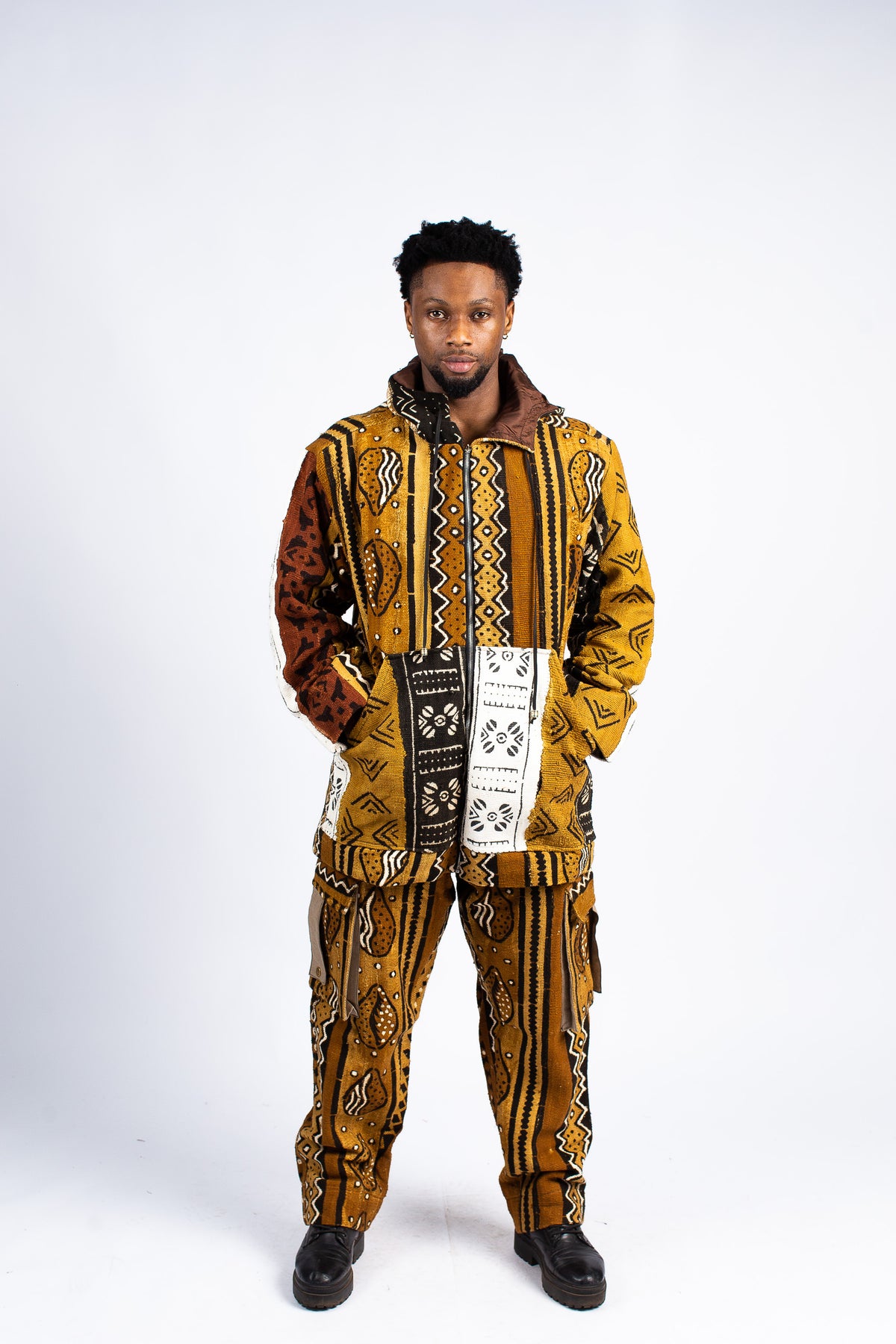 Full Mud Cloth Hooded Jacket & Cargo Pant Set