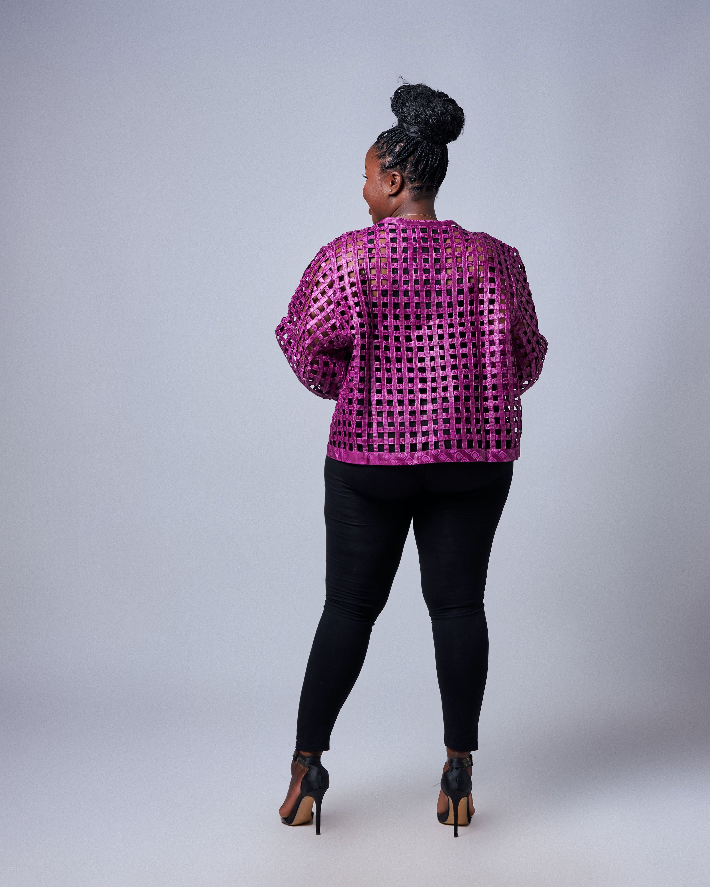 Ankara Grid Crop Jacket – Sunset Burst Edition