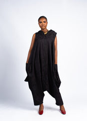 Detachable Sleeve Jumpsuit w/Hood - Black