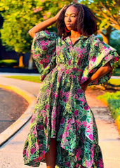 African Print High-Low Dress