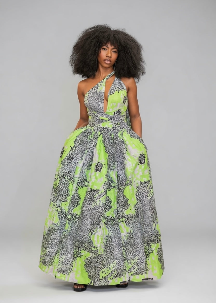 Elegant Green Maxi Dress Modern African Fashion YvonneEx Elegant Green Maxi Dress Modern African Fashion YvonneEx