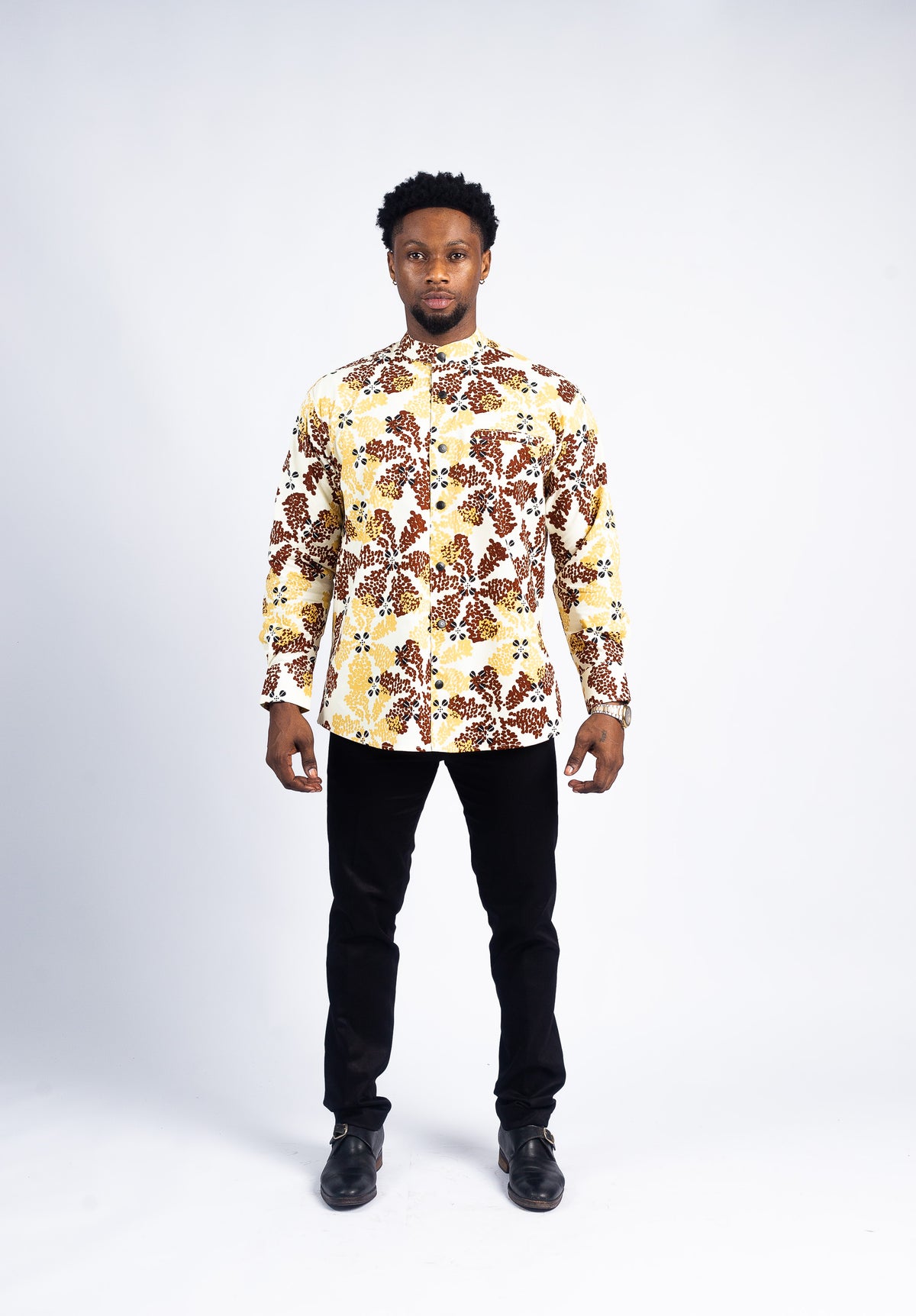 Men's Earthy Floral & Abstract Print Shirt