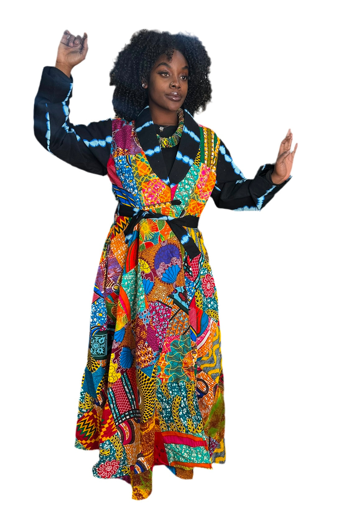 Ankara Patched Long Jacket Dress