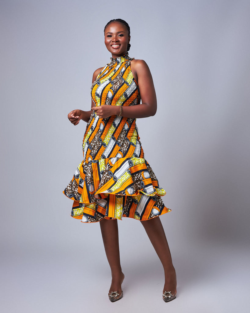 Ankara Elastic Form Fitting Dress - Ankara / S
