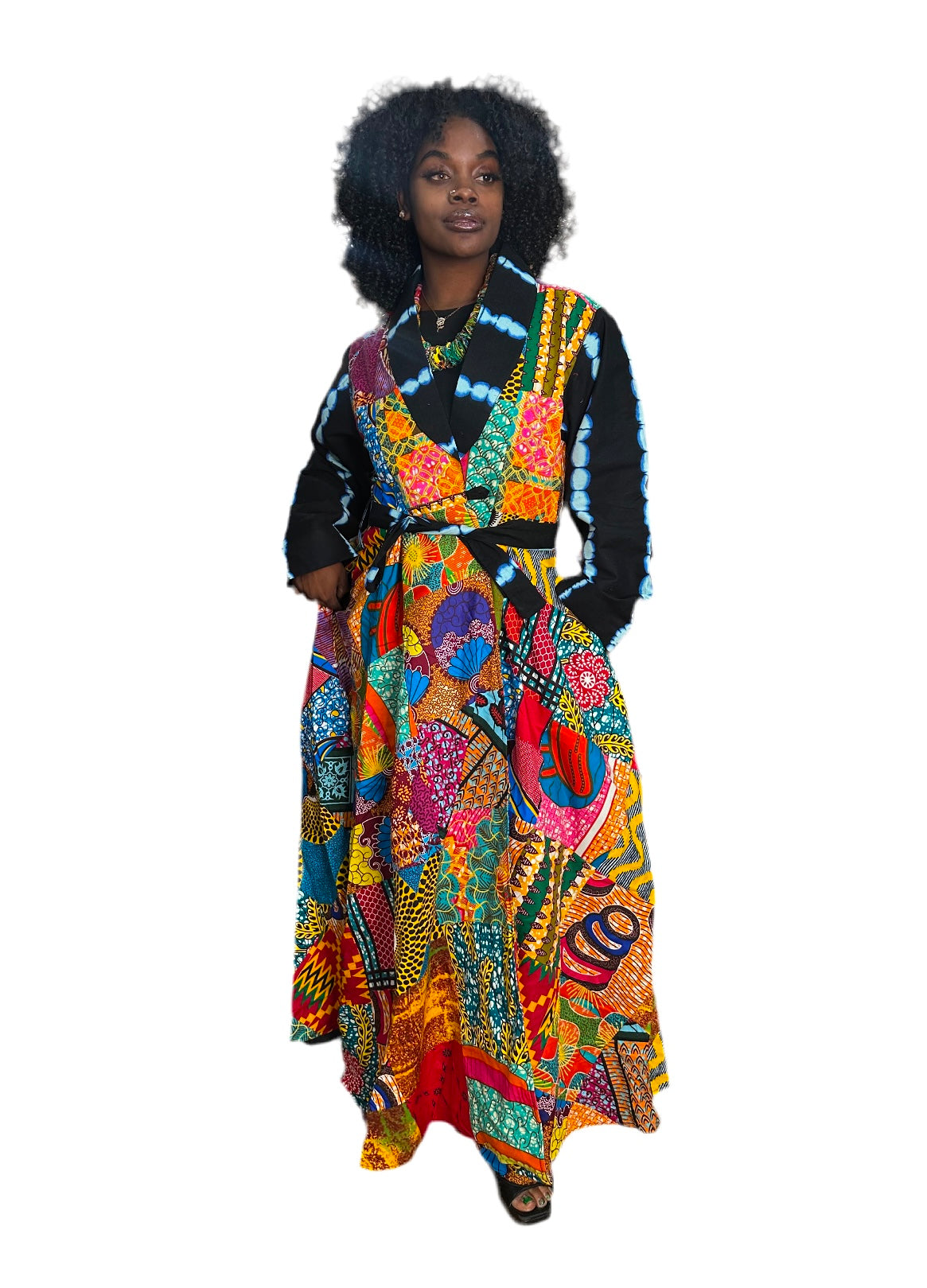 Ankara Patched Long Jacket Dress