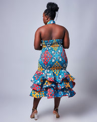 Ankara Elastic Form Fitting Halter Dress