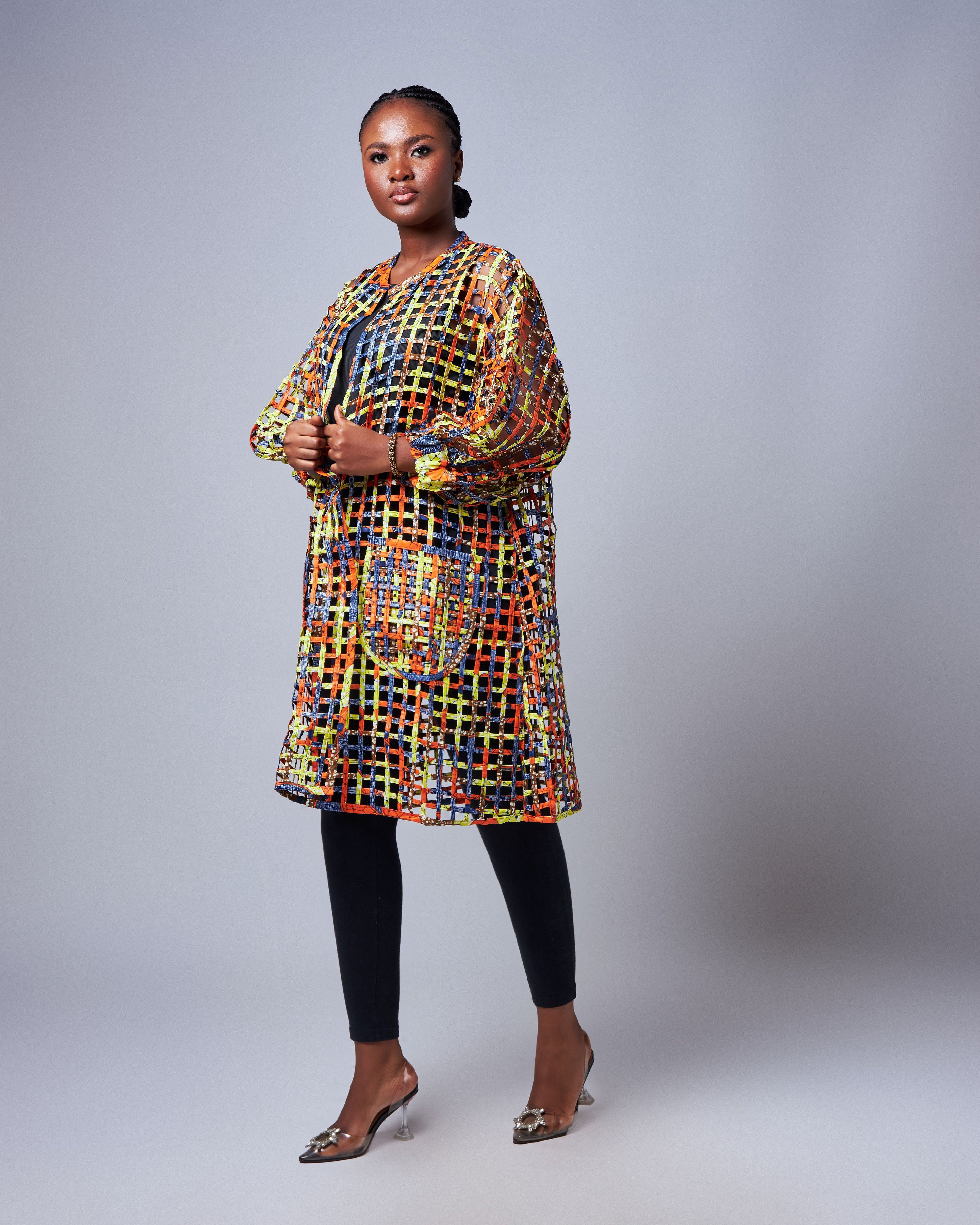 Ankara Lattice Statement Jacket – Multicolor Elegance
