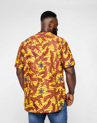 Ankara African Wax Print Men's Short Sleeve Shirt - YvonneEx