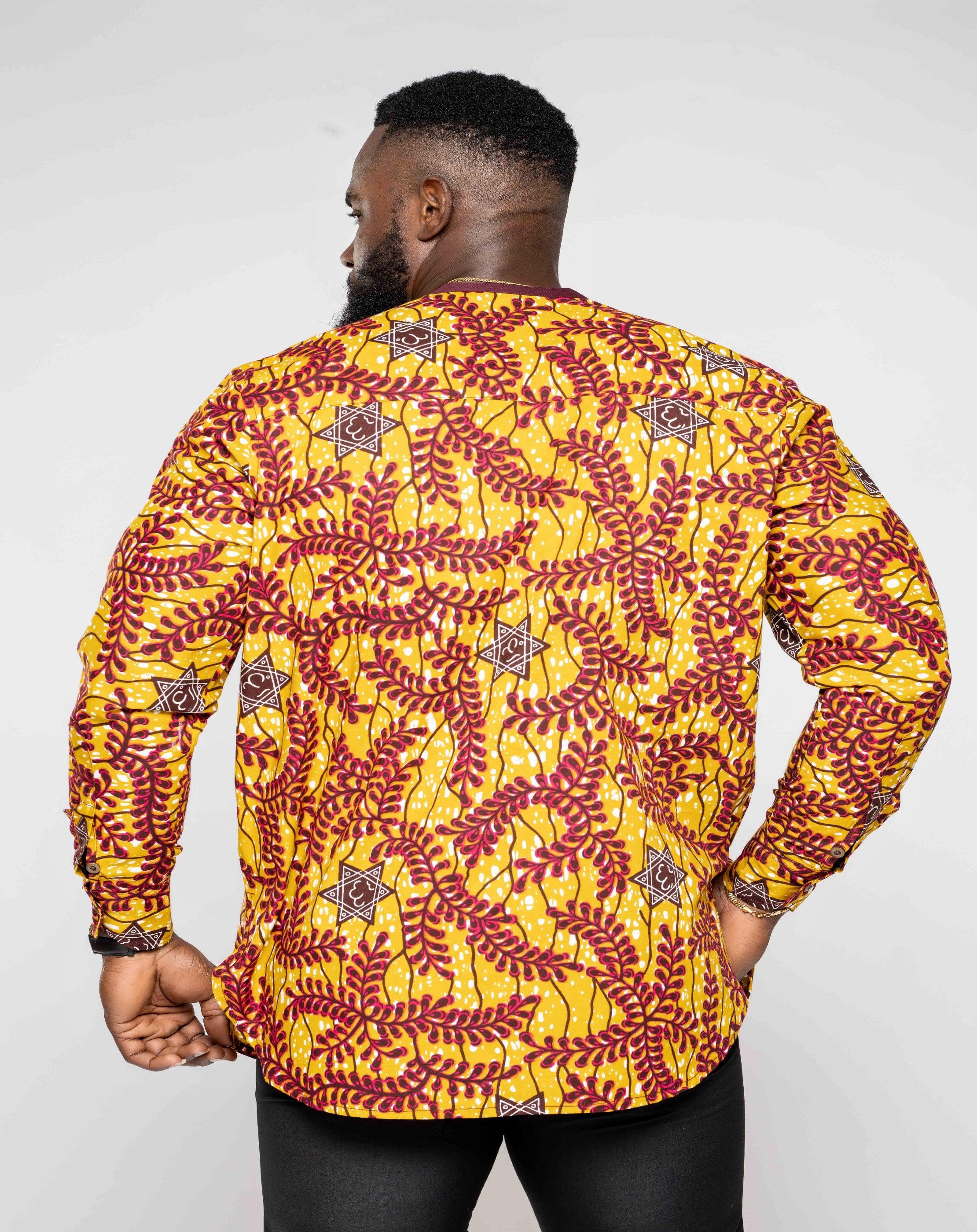 Ankara Cotton Men's Long Sleeve Shirt - YvonneEx