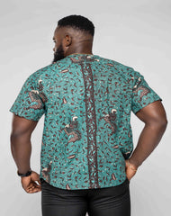 Ankara African Wax Print Men's Short Sleeve Shirt - YvonneEx