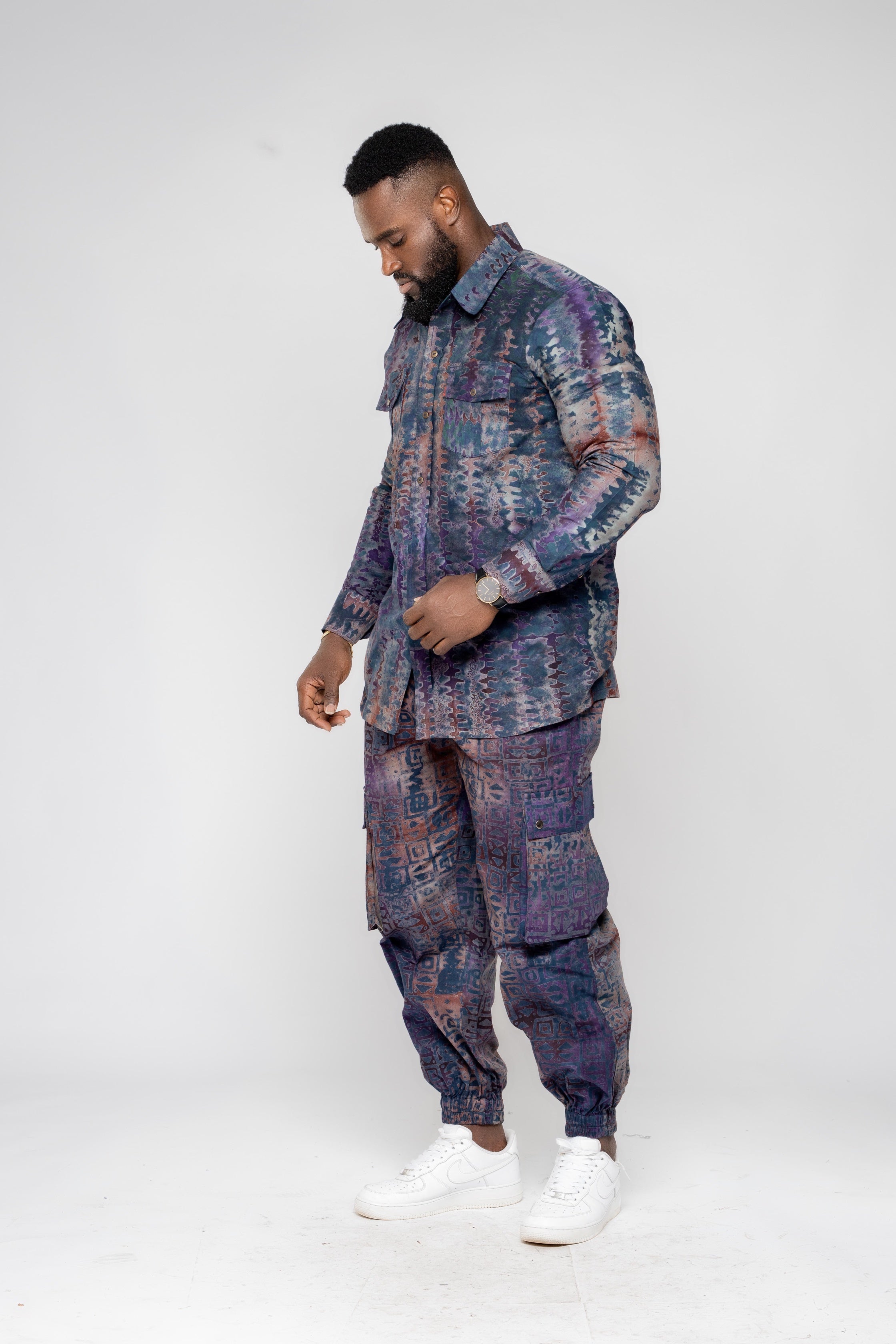 Men's Batik Shirt and Cargo Pants